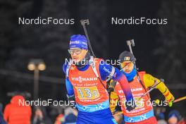 04.12.2021, Oestersund, Sweden, (SWE): Niklas Hartweg (SUI), Cesar Beauvais (BEL), (l-r) - IBU World Cup Biathlon, relay men, Oestersund (SWE). www.nordicfocus.com. © Manzoni/NordicFocus. Every downloaded picture is fee-liable.