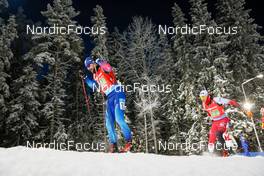 04.12.2021, Oestersund, Sweden, (SWE): Benjamin Weger (SUI), Simon Eder (AUT), (l-r) - IBU World Cup Biathlon, relay men, Oestersund (SWE). www.nordicfocus.com. © Manzoni/NordicFocus. Every downloaded picture is fee-liable.