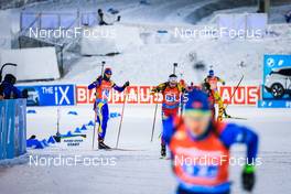 04.12.2021, Oestersund, Sweden, (SWE): Raul Flore (ROU), Tom Lahaye-Goffart (BEL), (l-r) - IBU World Cup Biathlon, relay men, Oestersund (SWE). www.nordicfocus.com. © Manzoni/NordicFocus. Every downloaded picture is fee-liable.