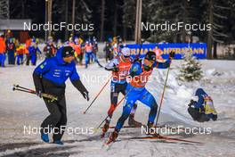04.12.2021, Oestersund, Sweden, (SWE): Fabien Claude (FRA), Michal Krcmar (CZE), (l-r) - IBU World Cup Biathlon, relay men, Oestersund (SWE). www.nordicfocus.com. © Manzoni/NordicFocus. Every downloaded picture is fee-liable.