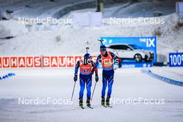 04.12.2021, Oestersund, Sweden, (SWE): Joscha Burkhalter (SUI), Niklas Hartweg (SUI), (l-r) - IBU World Cup Biathlon, relay men, Oestersund (SWE). www.nordicfocus.com. © Manzoni/NordicFocus. Every downloaded picture is fee-liable.