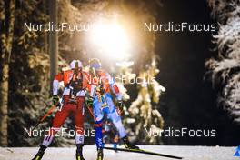 04.12.2021, Oestersund, Sweden, (SWE): Said Karimulla Khalili (RUS), Michal Sima (SVK), (l-r) - IBU World Cup Biathlon, relay men, Oestersund (SWE). www.nordicfocus.com. © Manzoni/NordicFocus. Every downloaded picture is fee-liable.