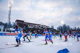 05.12.2021, Oestersund, Sweden, (SWE): Anais Bescond (FRA), Vanessa Voigt (GER), Kristina Reztsova (RUS), Emilie Aagheim Kalkenberg (NOR), (l-r) - IBU World Cup Biathlon, relay women, Oestersund (SWE). www.nordicfocus.com. © Manzoni/NordicFocus. Every downloaded picture is fee-liable.