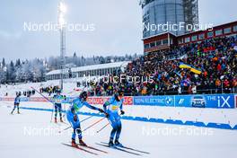 05.12.2021, Oestersund, Sweden, (SWE): Anais Chevalier-Bouchet (FRA), Julia Simon (FRA), (l-r) - IBU World Cup Biathlon, relay women, Oestersund (SWE). www.nordicfocus.com. © Manzoni/NordicFocus. Every downloaded picture is fee-liable.