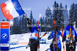 05.12.2021, Oestersund, Sweden, (SWE): Anais Bescond (FRA), Anais Chevalier-Bouchet (FRA), Justine Braisaz-Bouchet (FRA), Julia Simon (FRA), (l-r) - IBU World Cup Biathlon, relay women, Oestersund (SWE). www.nordicfocus.com. © Manzoni/NordicFocus. Every downloaded picture is fee-liable.