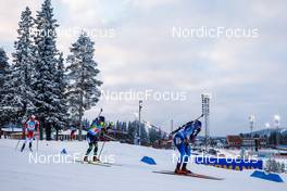 05.12.2021, Oestersund, Sweden, (SWE): Ekaterina Avvakumova (KOR), Iryna Leshchanka (BLR), Amy Baserga (SUI), (l-r) - IBU World Cup Biathlon, relay women, Oestersund (SWE). www.nordicfocus.com. © Manzoni/NordicFocus. Every downloaded picture is fee-liable.