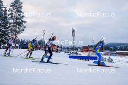 05.12.2021, Oestersund, Sweden, (SWE): Jessica Jislova (CZE), Linn Persson (SWE), Vanessa Voigt (GER), Lisa Vittozzi (ITA), (l-r) - IBU World Cup Biathlon, relay women, Oestersund (SWE). www.nordicfocus.com. © Manzoni/NordicFocus. Every downloaded picture is fee-liable.