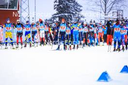 05.12.2021, Oestersund, Sweden, (SWE): Linn Persson (SWE), Emilie Aagheim Kalkenberg (NOR), Anastasiya Merkushyna (UKR), Jessica Jislova (CZE), Vanessa Voigt (GER), Iryna Leshchanka (BLR), Lisa Vittozzi (ITA), Anais Bescond (FRA), Kristina Reztsova (RUS), (l-r) - IBU World Cup Biathlon, relay women, Oestersund (SWE). www.nordicfocus.com. © Manzoni/NordicFocus. Every downloaded picture is fee-liable.