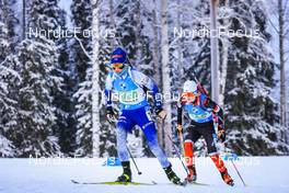 05.12.2021, Oestersund, Sweden, (SWE): Mari Eder (FIN), Emma Lunder (CAN), (l-r) - IBU World Cup Biathlon, relay women, Oestersund (SWE). www.nordicfocus.com. © Manzoni/NordicFocus. Every downloaded picture is fee-liable.
