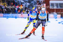 05.12.2021, Oestersund, Sweden, (SWE): Darya Blashko (UKR), Benita Peiffer (CAN), (l-r) - IBU World Cup Biathlon, relay women, Oestersund (SWE). www.nordicfocus.com. © Manzoni/NordicFocus. Every downloaded picture is fee-liable.