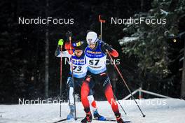 02.12.2021, Oestersund, Sweden, (SWE): Kosuke Ozaki (JPN), Sturla Holm Laegreid (NOR), (l-r) - IBU World Cup Biathlon, sprint men, Oestersund (SWE). www.nordicfocus.com. © Manzoni/NordicFocus. Every downloaded picture is fee-liable.