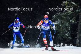 02.12.2021, Oestersund, Sweden, (SWE): Sebastian Stalder (SUI), Paul Schommer (USA), (l-r) - IBU World Cup Biathlon, sprint men, Oestersund (SWE). www.nordicfocus.com. © Manzoni/NordicFocus. Every downloaded picture is fee-liable.
