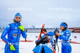 02.12.2021, Oestersund, Sweden, (SWE): Lisa Vittozzi (ITA), Dorothea Wierer (ITA), (l-r) - IBU World Cup Biathlon, sprint women, Oestersund (SWE). www.nordicfocus.com. © Manzoni/NordicFocus. Every downloaded picture is fee-liable.
