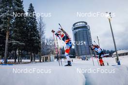 02.12.2021, Oestersund, Sweden, (SWE): Marketa Davidova (CZE), Emma Lunder (CAN), (l-r) - IBU World Cup Biathlon, sprint women, Oestersund (SWE). www.nordicfocus.com. © Manzoni/NordicFocus. Every downloaded picture is fee-liable.