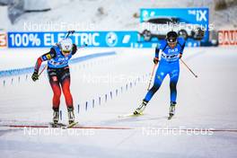 02.12.2021, Oestersund, Sweden, (SWE): Tiril Eckhoff (NOR), Caroline Colombo (FRA), (l-r) - IBU World Cup Biathlon, sprint women, Oestersund (SWE). www.nordicfocus.com. © Manzoni/NordicFocus. Every downloaded picture is fee-liable.
