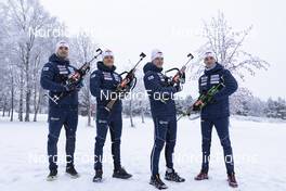 03.12.2021, Oestersund, Sweden, (SWE): Olli Hiidensalo (FIN), Heikki Laitinen (FIN), Tuomas Harjula (FIN),Tero Seppala (FIN) - IBU World Cup Biathlon, training, Oestersund (SWE). www.nordicfocus.com. © Manzoni/NordicFocus. Every downloaded picture is fee-liable.