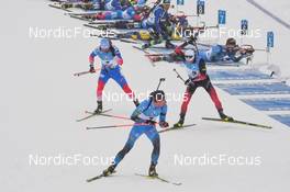 11.12.2021, Hochfilzen, Austria (AUT): Quentin Fillon Maillet (FRA), Alexander Loginov (RUS), Tarjei Boe (NOR) -  IBU World Cup Biathlon, pursuit men, Hochfilzen (AUT). www.nordicfocus.com. © Tumashov/NordicFocus. Every downloaded picture is fee-liable.