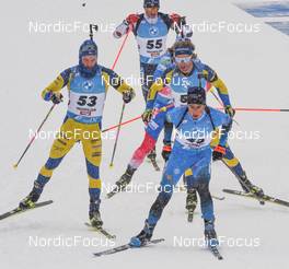 11.12.2021, Hochfilzen, Austria (AUT): Malte Stefansson (SWE), Eric Perrot (FRA), Peppe Femling (SWE) -  IBU World Cup Biathlon, pursuit men, Hochfilzen (AUT). www.nordicfocus.com. © Tumashov/NordicFocus. Every downloaded picture is fee-liable.