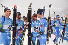 11.12.2021, Hochfilzen, Austria (AUT): Emilien Jacquelin (FRA), Quentin Fillon Maillet (FRA), Simon Desthieux (FRA), Eric Perrot (FRA) -  IBU World Cup Biathlon, pursuit men, Hochfilzen (AUT). www.nordicfocus.com. © Tumashov/NordicFocus. Every downloaded picture is fee-liable.