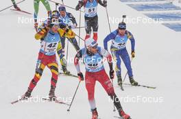 11.12.2021, Hochfilzen, Austria (AUT): Simon Eder (AUT), Florent Claude (BEL), Cornel Puchianu (ROU) -  IBU World Cup Biathlon, pursuit men, Hochfilzen (AUT). www.nordicfocus.com. © Tumashov/NordicFocus. Every downloaded picture is fee-liable.