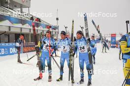 11.12.2021, Hochfilzen, Austria (AUT): Emilien Jacquelin (FRA), Quentin Fillon Maillet (FRA), Simon Desthieux (FRA) -  IBU World Cup Biathlon, pursuit men, Hochfilzen (AUT). www.nordicfocus.com. © Tumashov/NordicFocus. Every downloaded picture is fee-liable.