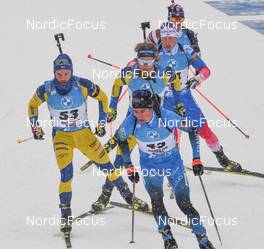 11.12.2021, Hochfilzen, Austria (AUT): Malte Stefansson (SWE), Eric Perrot (FRA), Peppe Femling (SWE) -  IBU World Cup Biathlon, pursuit men, Hochfilzen (AUT). www.nordicfocus.com. © Tumashov/NordicFocus. Every downloaded picture is fee-liable.