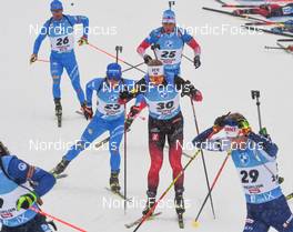 11.12.2021, Hochfilzen, Austria (AUT): Johannes Thingnes Boe (NOR), Lukas Hofer (ITA), Said Karimulla Khalili (RUS) -  IBU World Cup Biathlon, pursuit men, Hochfilzen (AUT). www.nordicfocus.com. © Tumashov/NordicFocus. Every downloaded picture is fee-liable.
