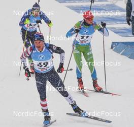 11.12.2021, Hochfilzen, Austria (AUT): Jake Brown (USA), Miha Dovzan (SLO) -  IBU World Cup Biathlon, pursuit men, Hochfilzen (AUT). www.nordicfocus.com. © Tumashov/NordicFocus. Every downloaded picture is fee-liable.