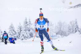 11.12.2021, Hochfilzen, Austria (AUT): Sean Doherty (USA) -  IBU World Cup Biathlon, pursuit men, Hochfilzen (AUT). www.nordicfocus.com. © Manzoni/NordicFocus. Every downloaded picture is fee-liable.