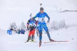 11.12.2021, Hochfilzen, Austria (AUT): Emilien Jacquelin (FRA), Tarjei Boe (NOR), (l-r) -  IBU World Cup Biathlon, pursuit men, Hochfilzen (AUT). www.nordicfocus.com. © Manzoni/NordicFocus. Every downloaded picture is fee-liable.
