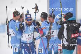 11.12.2021, Hochfilzen, Austria (AUT): Emilien Jacquelin (FRA), Antonin Guigonnat (FRA), Quentin Fillon Maillet (FRA) -  IBU World Cup Biathlon, pursuit men, Hochfilzen (AUT). www.nordicfocus.com. © Tumashov/NordicFocus. Every downloaded picture is fee-liable.