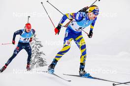 11.12.2021, Hochfilzen, Austria (AUT): Dmytro Pidruchnyi (UKR), Roman Rees (GER), (l-r) -  IBU World Cup Biathlon, pursuit men, Hochfilzen (AUT). www.nordicfocus.com. © Manzoni/NordicFocus. Every downloaded picture is fee-liable.