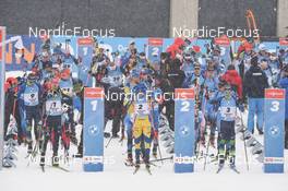 11.12.2021, Hochfilzen, Austria (AUT): Johannes Kuehn (GER), Martin Ponsiluoma (SWE), Anton Smolski (BLR) -  IBU World Cup Biathlon, pursuit men, Hochfilzen (AUT). www.nordicfocus.com. © Tumashov/NordicFocus. Every downloaded picture is fee-liable.