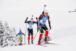 11.12.2021, Hochfilzen, Austria (AUT): Adam Runnalls (CAN), Scott Gow (CAN), Malte Stefansson (SWE), (l-r) -  IBU World Cup Biathlon, pursuit men, Hochfilzen (AUT). www.nordicfocus.com. © Manzoni/NordicFocus. Every downloaded picture is fee-liable.