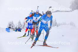 11.12.2021, Hochfilzen, Austria (AUT): Emilien Jacquelin (FRA), Tarjei Boe (NOR), Alexander Loginov (RUS), (l-r) -  IBU World Cup Biathlon, pursuit men, Hochfilzen (AUT). www.nordicfocus.com. © Manzoni/NordicFocus. Every downloaded picture is fee-liable.