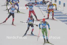 11.12.2021, Hochfilzen, Austria (AUT): Rok Trsan (SLO), Kosuke Ozaki (JPN), Adam Runnalls (CAN), Simon Eder (AUT) -  IBU World Cup Biathlon, pursuit men, Hochfilzen (AUT). www.nordicfocus.com. © Tumashov/NordicFocus. Every downloaded picture is fee-liable.
