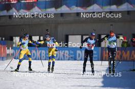 12.12.2021, Hochfilzen, Austria (AUT): Peppe Femling (SWE), Martin Ponsiluoma (SWE), Erik Lesser (GER), Johannes Kuehn (GER) -  IBU World Cup Biathlon, relay men, Hochfilzen (AUT). www.nordicfocus.com. © Tumashov/NordicFocus. Every downloaded picture is fee-liable.
