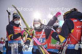 11.12.2021, Hochfilzen, Austria (AUT): Linn Persson (SWE), Anna Magnusson (SWE), Elvira Oeberg (SWE), Hanna Oeberg (SWE) -  IBU World Cup Biathlon, relay women, Hochfilzen (AUT). www.nordicfocus.com. © Tumashov/NordicFocus. Every downloaded picture is fee-liable.