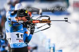 10.12.2021, Hochfilzen, Austria (AUT): Antonin Guigonnat (FRA) -  IBU World Cup Biathlon, sprint men, Hochfilzen (AUT). www.nordicfocus.com. © Tumashov/NordicFocus. Every downloaded picture is fee-liable.