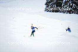 10.12.2021, Hochfilzen, Austria (AUT): Dzinara Alimbekava (BLR), Anais Bescond (FRA), (l-r) -  IBU World Cup Biathlon, sprint women, Hochfilzen (AUT). www.nordicfocus.com. © Manzoni/NordicFocus. Every downloaded picture is fee-liable.