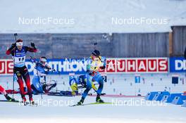 19.12.2021, Annecy-Le Grand Bornand, France (FRA): Quentin Fillon Maillet (FRA), Sivert Guttorm Bakken (NOR), (l-r) -  IBU World Cup Biathlon, mass men, Annecy-Le Grand Bornand (FRA). www.nordicfocus.com. © Manzoni/NordicFocus. Every downloaded picture is fee-liable.