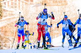 19.12.2021, Annecy-Le Grand Bornand, France (FRA): Kristina Reztsova (RUS), Lisa Theresa Hauser (AUT), Justine Braisaz-Bouchet (FRA), (l-r) -  IBU World Cup Biathlon, mass women, Annecy-Le Grand Bornand (FRA). www.nordicfocus.com. © Manzoni/NordicFocus. Every downloaded picture is fee-liable.