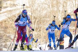 19.12.2021, Annecy-Le Grand Bornand, France (FRA): Lisa Theresa Hauser (AUT), Dorothea Wierer (ITA), Justine Braisaz-Bouchet (FRA), (l-r) - IBU World Cup Biathlon, mass women, Annecy-Le Grand Bornand (FRA). www.nordicfocus.com. © Manzoni/NordicFocus. Every downloaded picture is fee-liable.