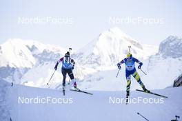 19.12.2021, Annecy-Le Grand Bornand, France (FRA): Fuyuko Tachizaki (JPN), Yuliia Dzhima (UKR), (l-r) - IBU World Cup Biathlon, mass women, Annecy-Le Grand Bornand (FRA). www.nordicfocus.com. © Manzoni/NordicFocus. Every downloaded picture is fee-liable.
