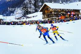 18.12.2021, Annecy-Le Grand Bornand, France (FRA): Antonin Guigonnat (FRA), Jesper Nelin (SWE), (l-r) -  IBU World Cup Biathlon, pursuit men, Annecy-Le Grand Bornand (FRA). www.nordicfocus.com. © Manzoni/NordicFocus. Every downloaded picture is fee-liable.