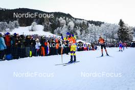 18.12.2021, Annecy-Le Grand Bornand, France (FRA): Jesper Nelin (SWE), Jules Burnotte (CAN), (l-r) -  IBU World Cup Biathlon, pursuit men, Annecy-Le Grand Bornand (FRA). www.nordicfocus.com. © Manzoni/NordicFocus. Every downloaded picture is fee-liable.