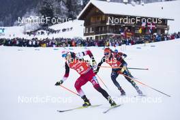 18.12.2021, Annecy-Le Grand Bornand, France (FRA): Felix Leitner (AUT), Benedikt Doll (GER), (l-r) -  IBU World Cup Biathlon, pursuit men, Annecy-Le Grand Bornand (FRA). www.nordicfocus.com. © Manzoni/NordicFocus. Every downloaded picture is fee-liable.