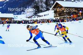 18.12.2021, Annecy-Le Grand Bornand, France (FRA): Antonin Guigonnat (FRA), Jesper Nelin (SWE), (l-r) -  IBU World Cup Biathlon, pursuit men, Annecy-Le Grand Bornand (FRA). www.nordicfocus.com. © Manzoni/NordicFocus. Every downloaded picture is fee-liable.