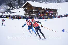 18.12.2021, Annecy-Le Grand Bornand, France (FRA): Niklas Hartweg (SUI), Roman Rees (GER), (l-r) -  IBU World Cup Biathlon, pursuit men, Annecy-Le Grand Bornand (FRA). www.nordicfocus.com. © Manzoni/NordicFocus. Every downloaded picture is fee-liable.
