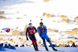 18.12.2021, Annecy-Le Grand Bornand, France (FRA): Filip Fjeld Andersen (NOR), Quentin Fillon Maillet (FRA), (l-r) -  IBU World Cup Biathlon, pursuit men, Annecy-Le Grand Bornand (FRA). www.nordicfocus.com. © Manzoni/NordicFocus. Every downloaded picture is fee-liable.